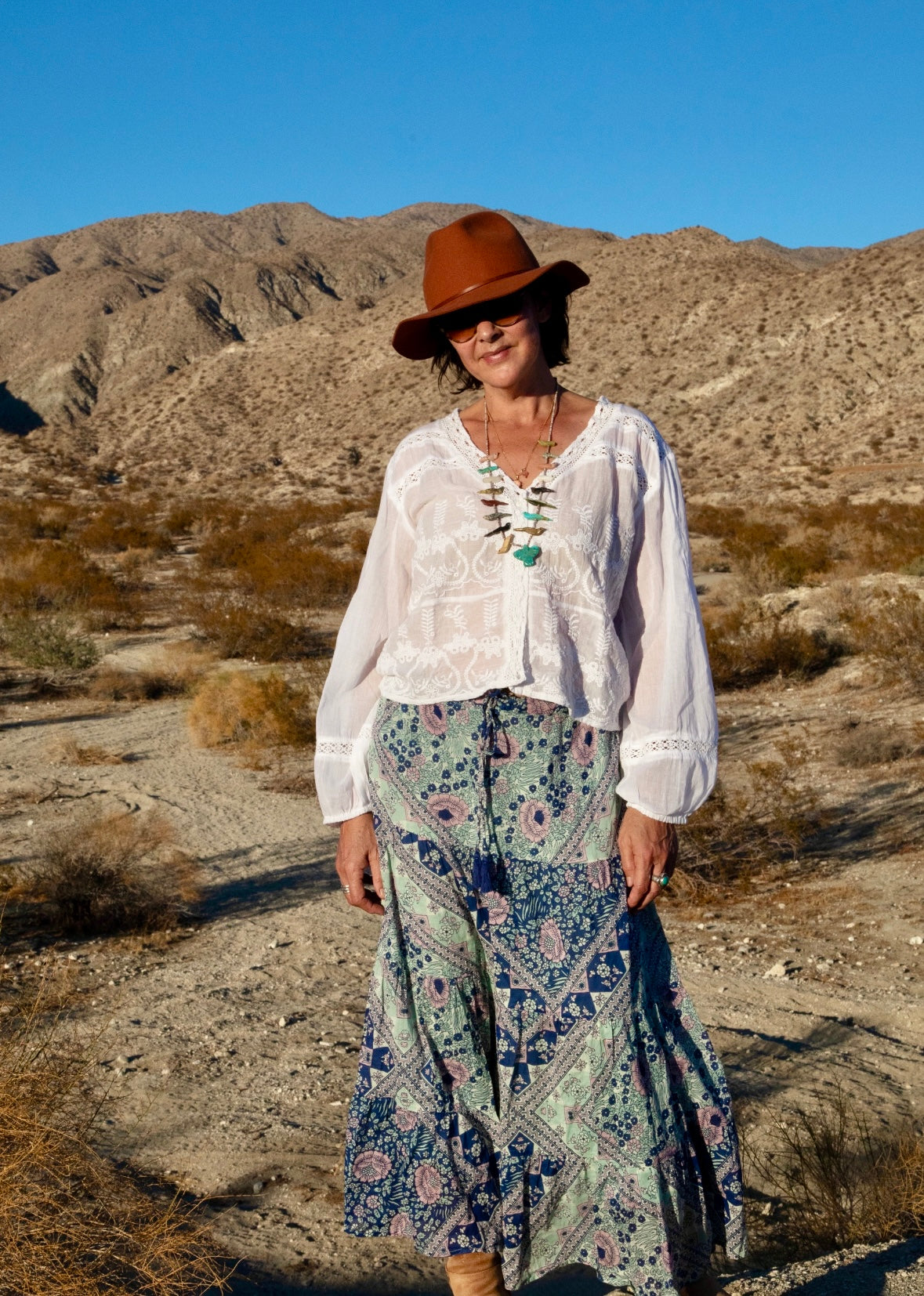 Audrey Printed Maxi Skirt Patchwork Blue