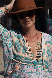 Kayla Printed Midi Dress Peach