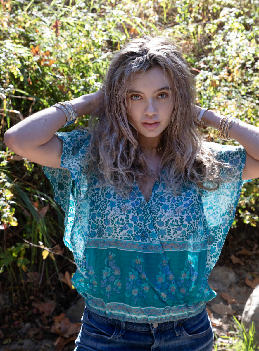 Penny Printed Crop Top Emerald