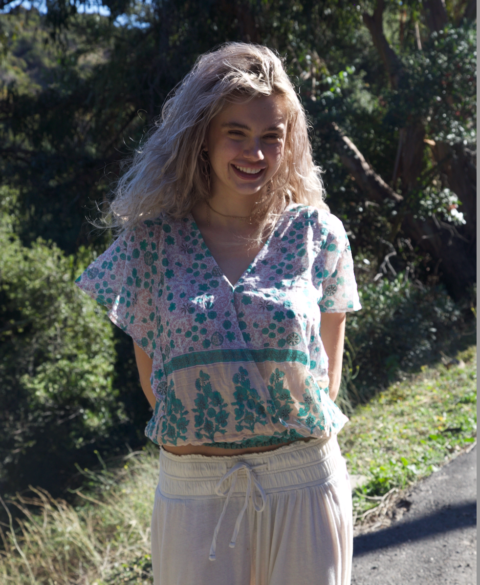 Penny Printed Crop Top Peach