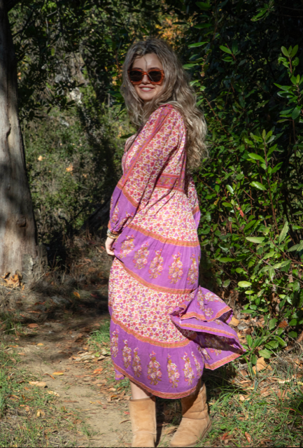 Marilou Printed Dress Long Sleeves Pink