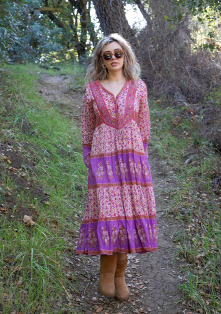 Marilou Printed Dress Long Sleeves Pink