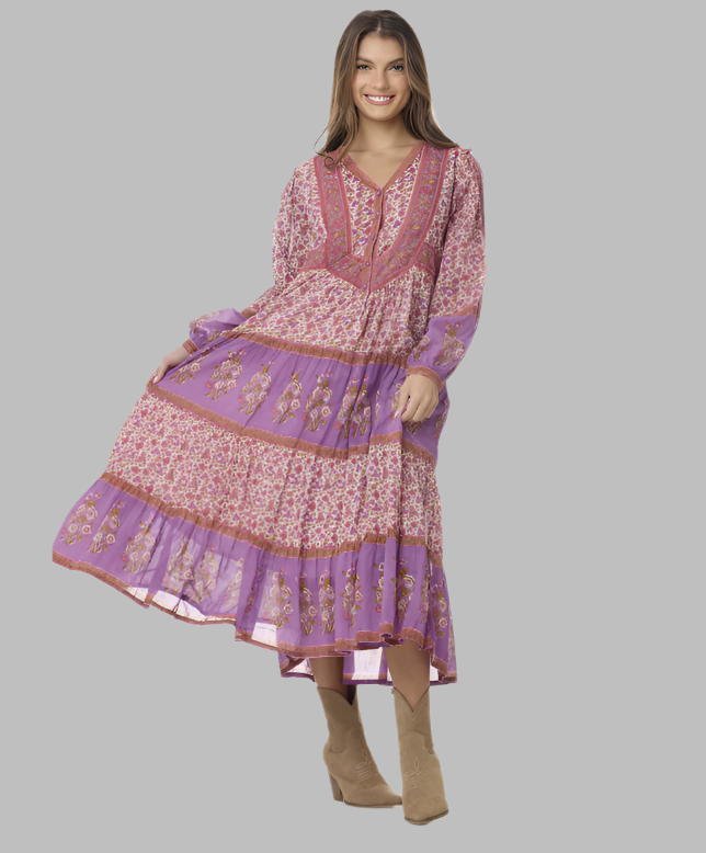 Marilou Printed Dress Long Sleeves Pink – Blue Boheme Marilou Printed Dress Long Sleeves Pink – Blue Boheme