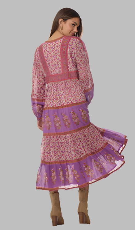 Marilou Printed Dress Long Sleeves Pink