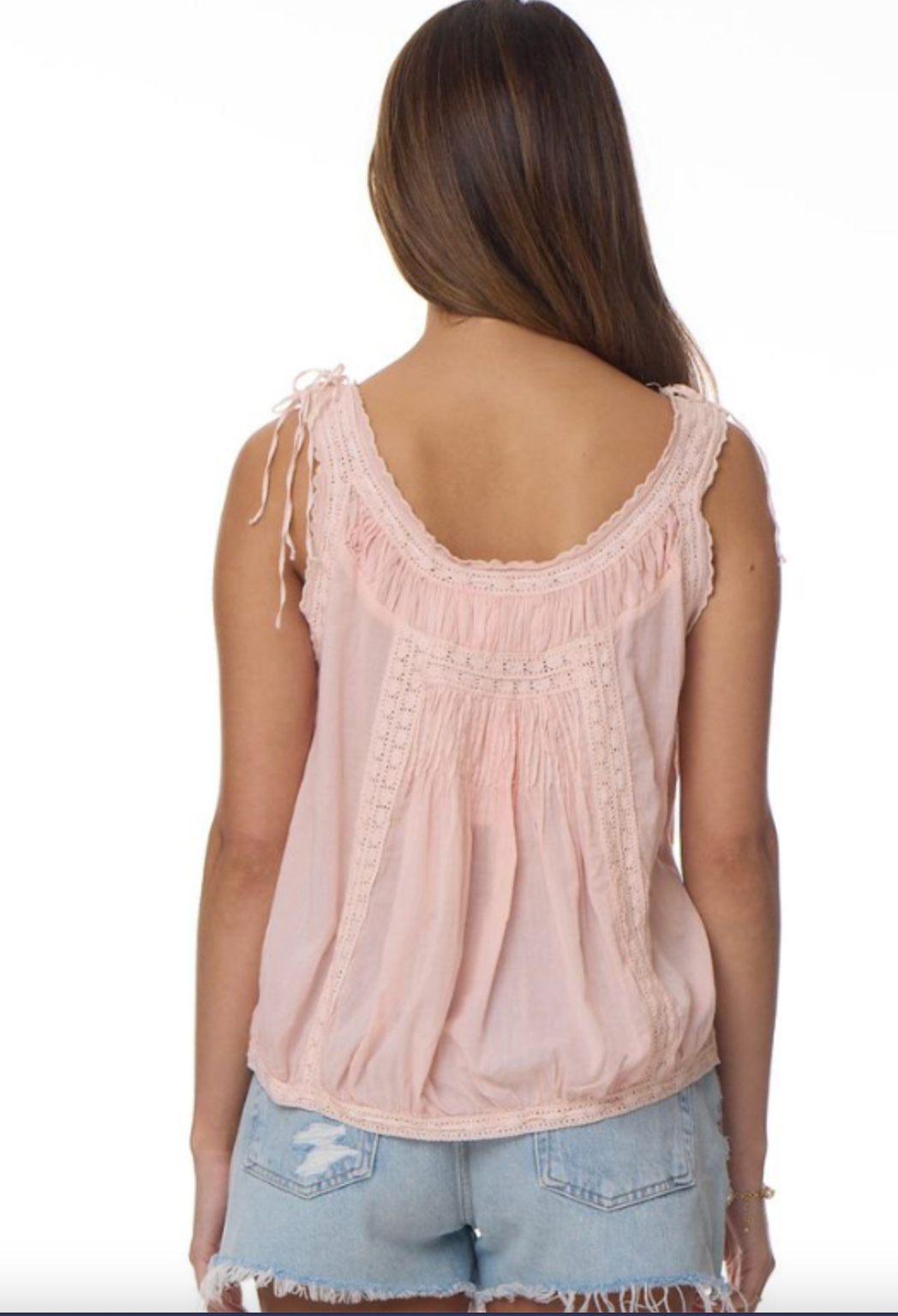 Cheryl Embroidered Sleeveless Top Peach