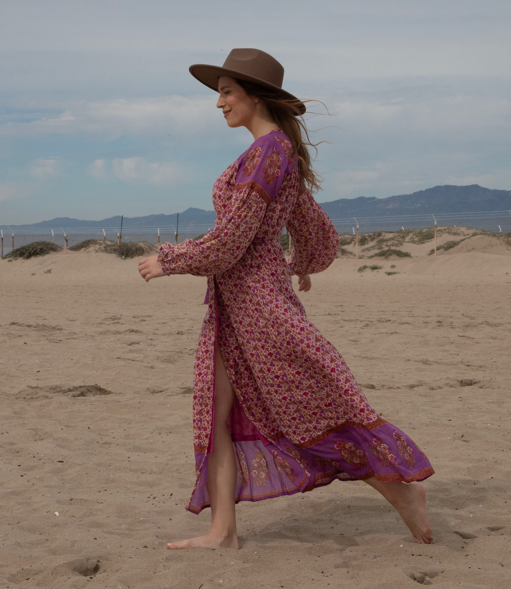 Naomi Printed Maxi Wrap Dress Long Sleeves Pink Naomi Printed Maxi Wrap Dress Long Sleeves Pink