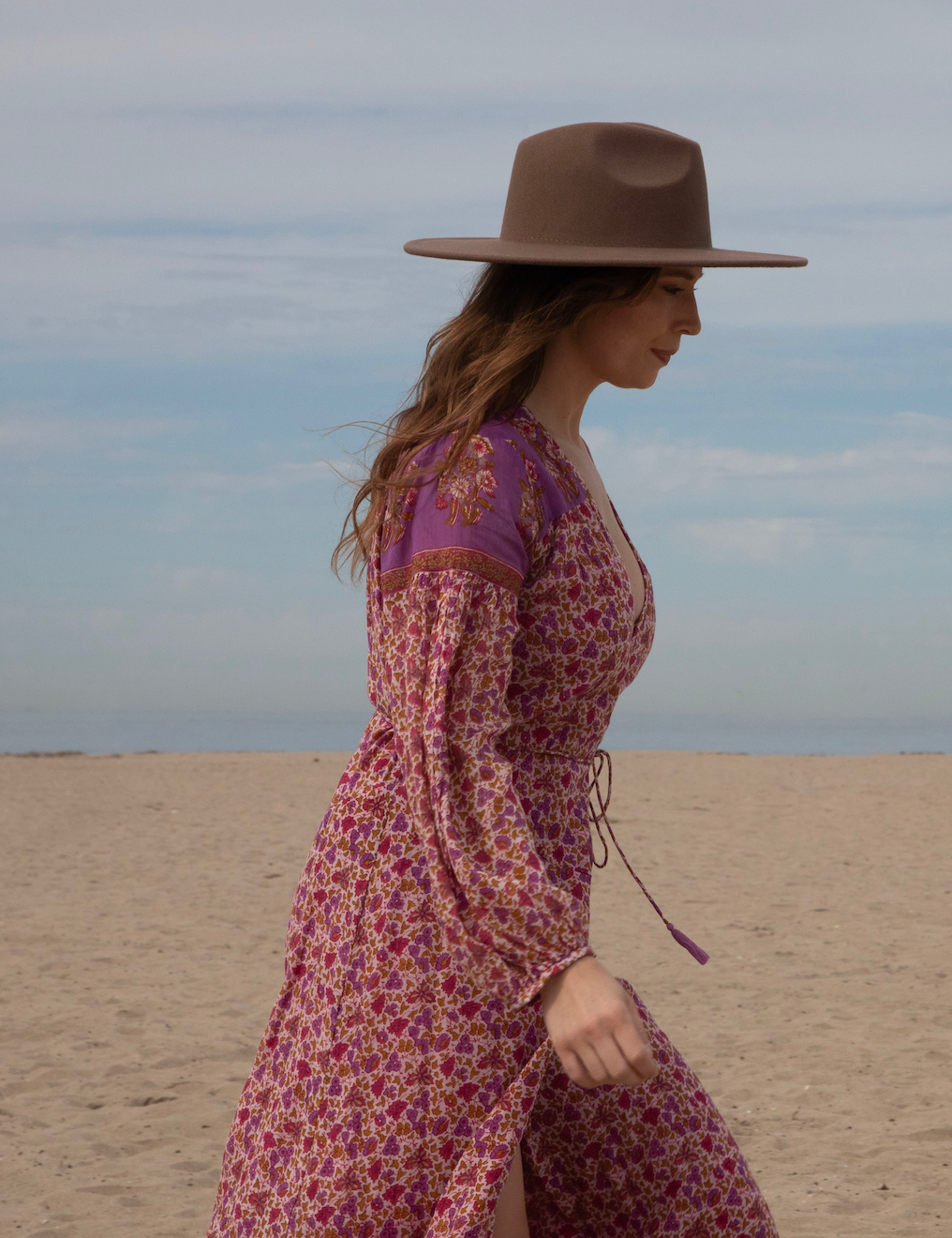Naomi Printed Maxi Wrap Dress Long Sleeves Pink Naomi Printed Maxi Wrap Dress Long Sleeves Pink