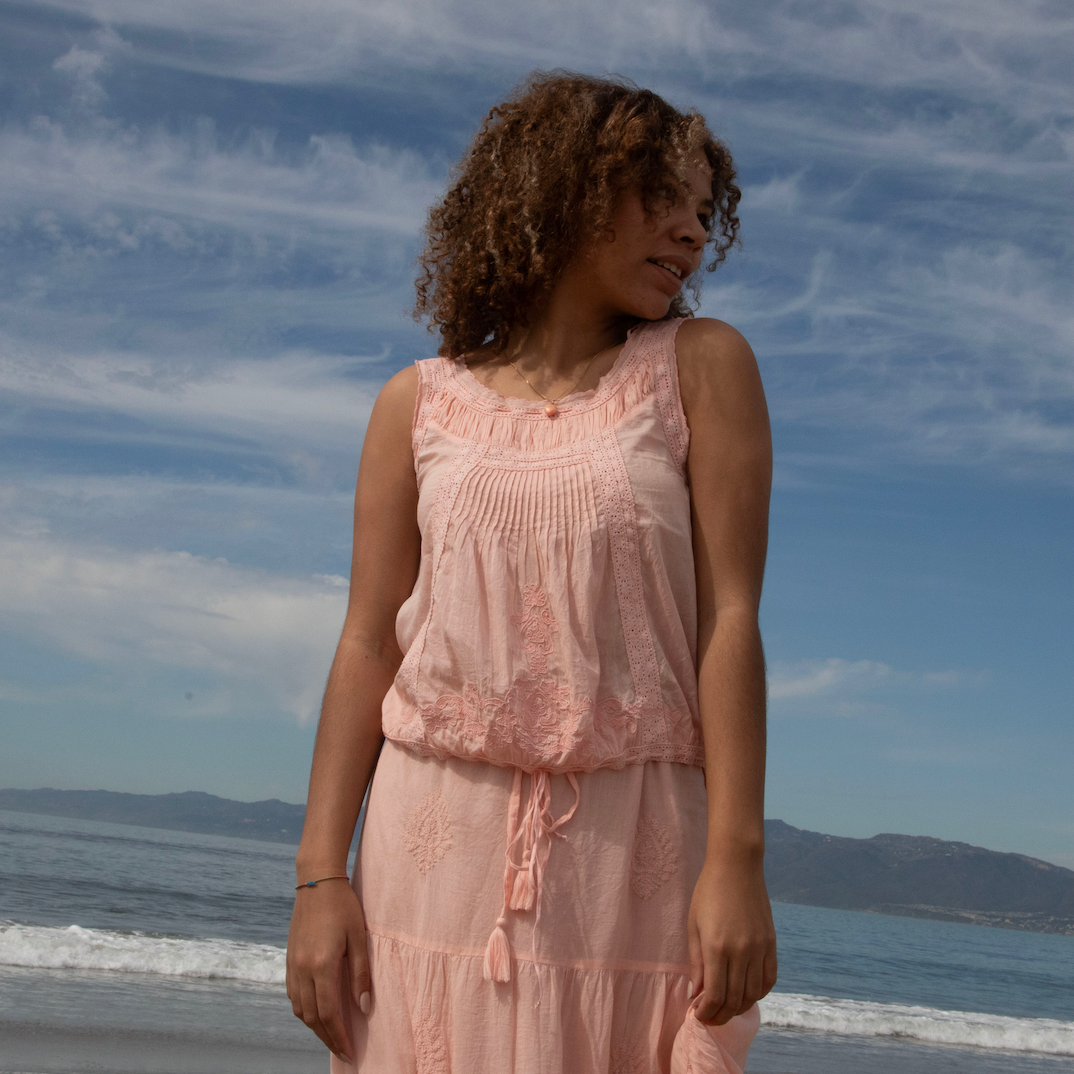 Cheryl Embroidered Sleeveless Top Peach