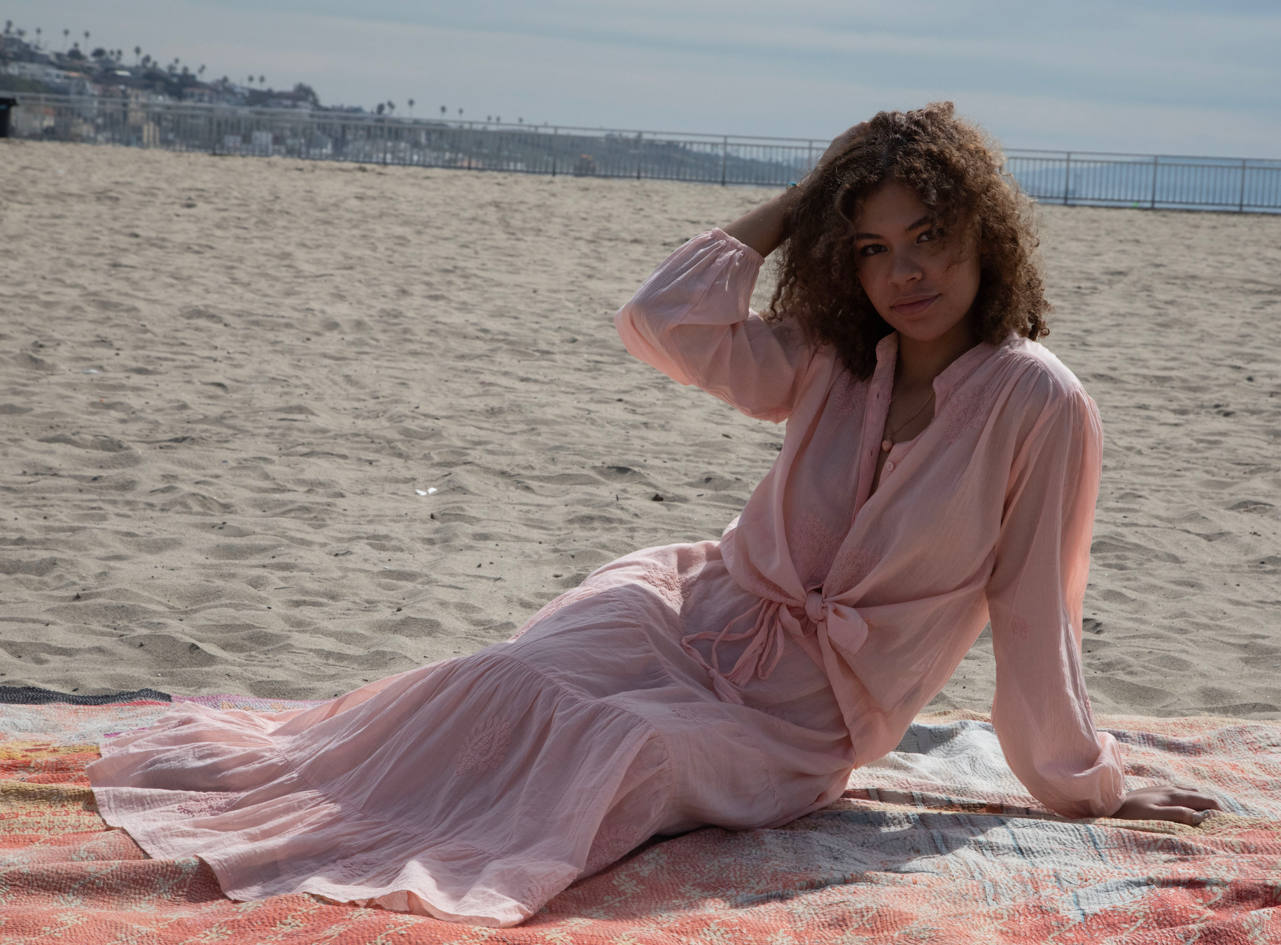 Mylene Embroidered Maxi Skirt Peach