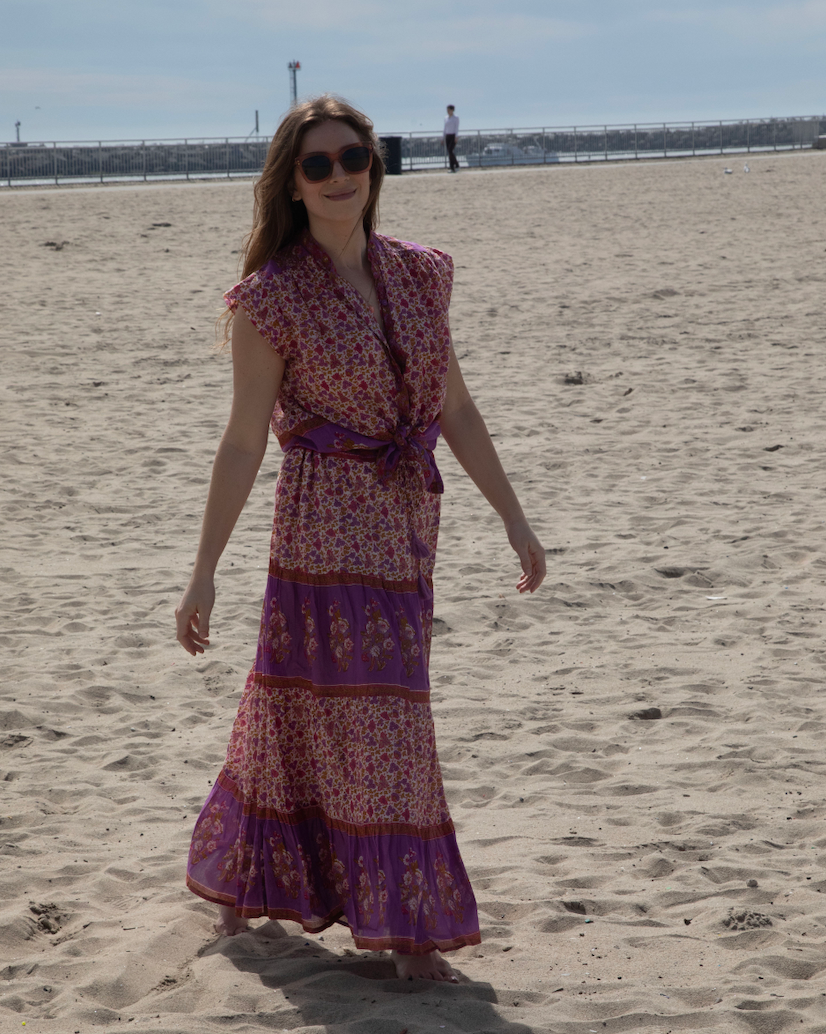 Ginger Printed Blouse Short Sleeves Pink