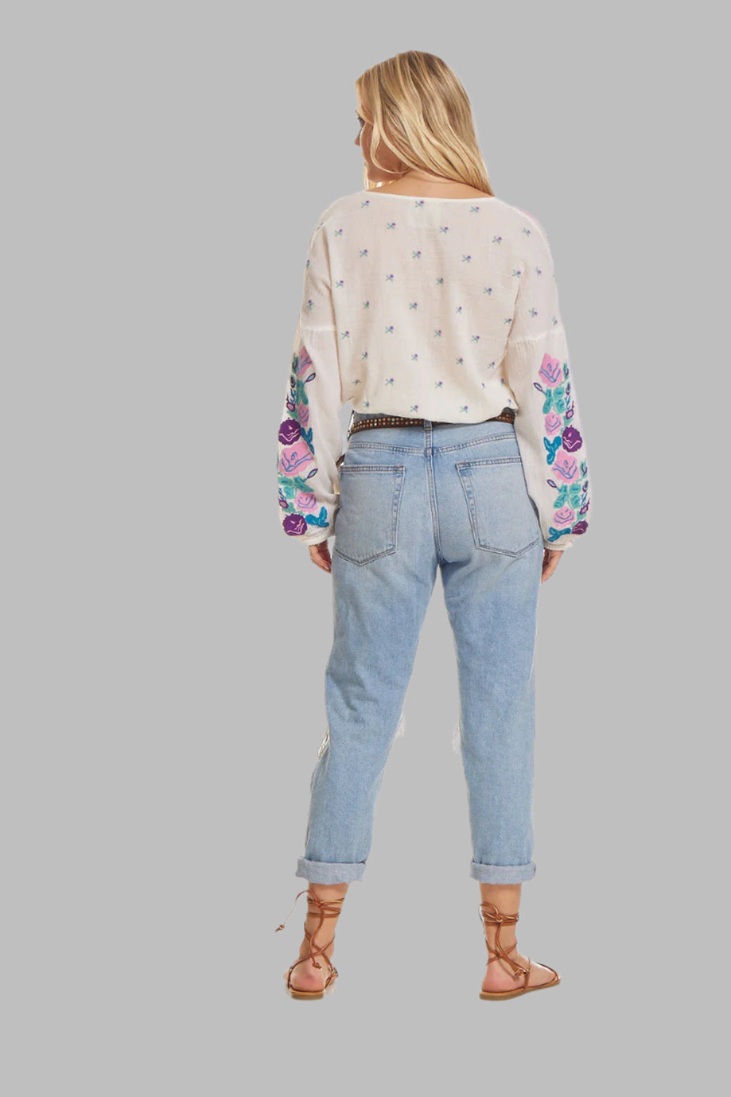 Lara Embroidered Crop Top Natural/ Multicolor