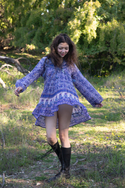 Sienna Printed Short Dress Liberty Blue