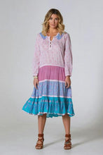 Cora Printed Long Dress Patchwork Pink