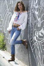 embroidered top bohemian style , blue boheme