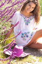 Everly Embroidered Short Dress Off Shoulder Natural/ Multicolor