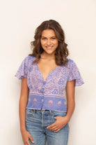 Fanny Printed Top Short Sleeves Lavender - Blue Boheme