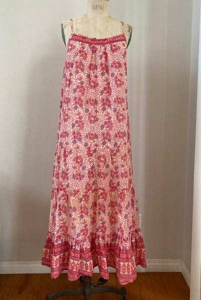 Gisele Printed Maxi Dress Sleeveless Vintage Pink - Blue Boheme