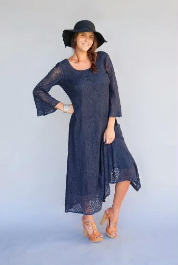 Ibiza Lace Maxi Dress or Duster Coal - Blue Boheme