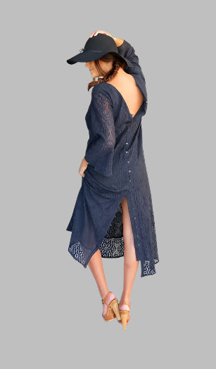 Ibiza Lace Maxi Dress or Duster Coal