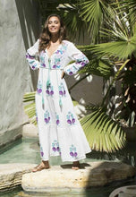 Bohemian long dress, gypsy style, blue boheme