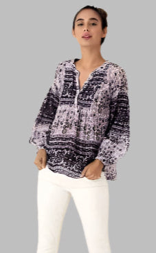 Love Printed Long Sleeves Tunic Pink